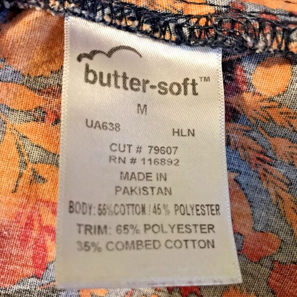 Butter Soft Autumn Leaves Top Women's M Cotton Poly 5 Pocket V-Neck Fall Scrubs - Picture 10 of 11